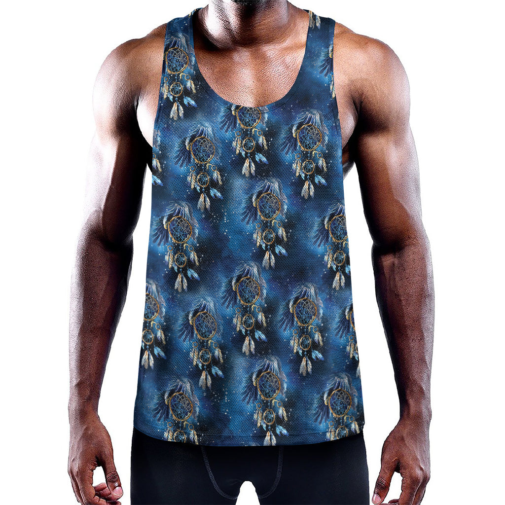 Blue Galaxy Dream Catcher Pattern Print Training Tank Top