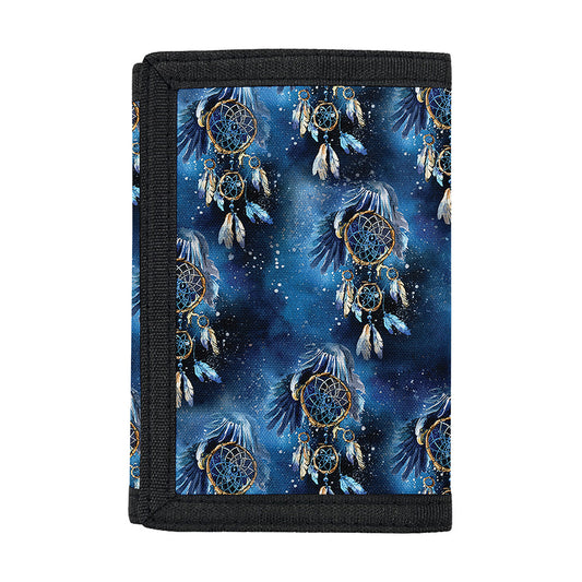 Blue Galaxy Dream Catcher Pattern Print Trifold Wallet