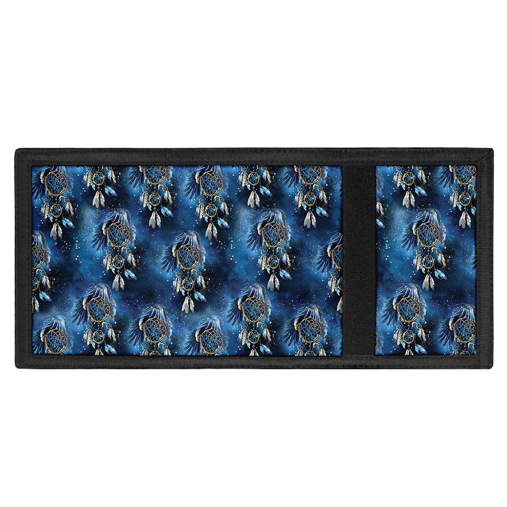 Blue Galaxy Dream Catcher Pattern Print Trifold Wallet