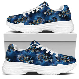 Blue Galaxy Dream Catcher Pattern Print White Chunky Shoes