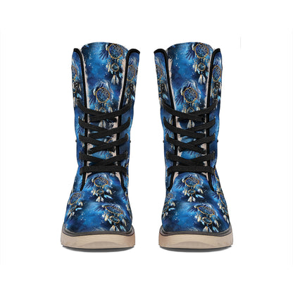 Blue Galaxy Dream Catcher Pattern Print Winter Boots