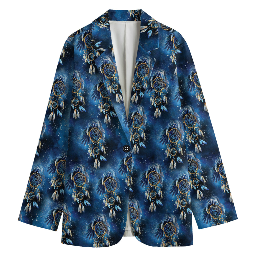 Blue Galaxy Dream Catcher Pattern Print Women's Blazer
