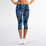 Blue Galaxy Dream Catcher Pattern Print Women's Capri Leggings