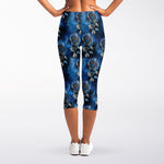 Blue Galaxy Dream Catcher Pattern Print Women's Capri Leggings