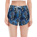 Blue Galaxy Dream Catcher Pattern Print Women's Split Running Shorts