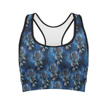 Blue Galaxy Dream Catcher Pattern Print Women's Sports Bra