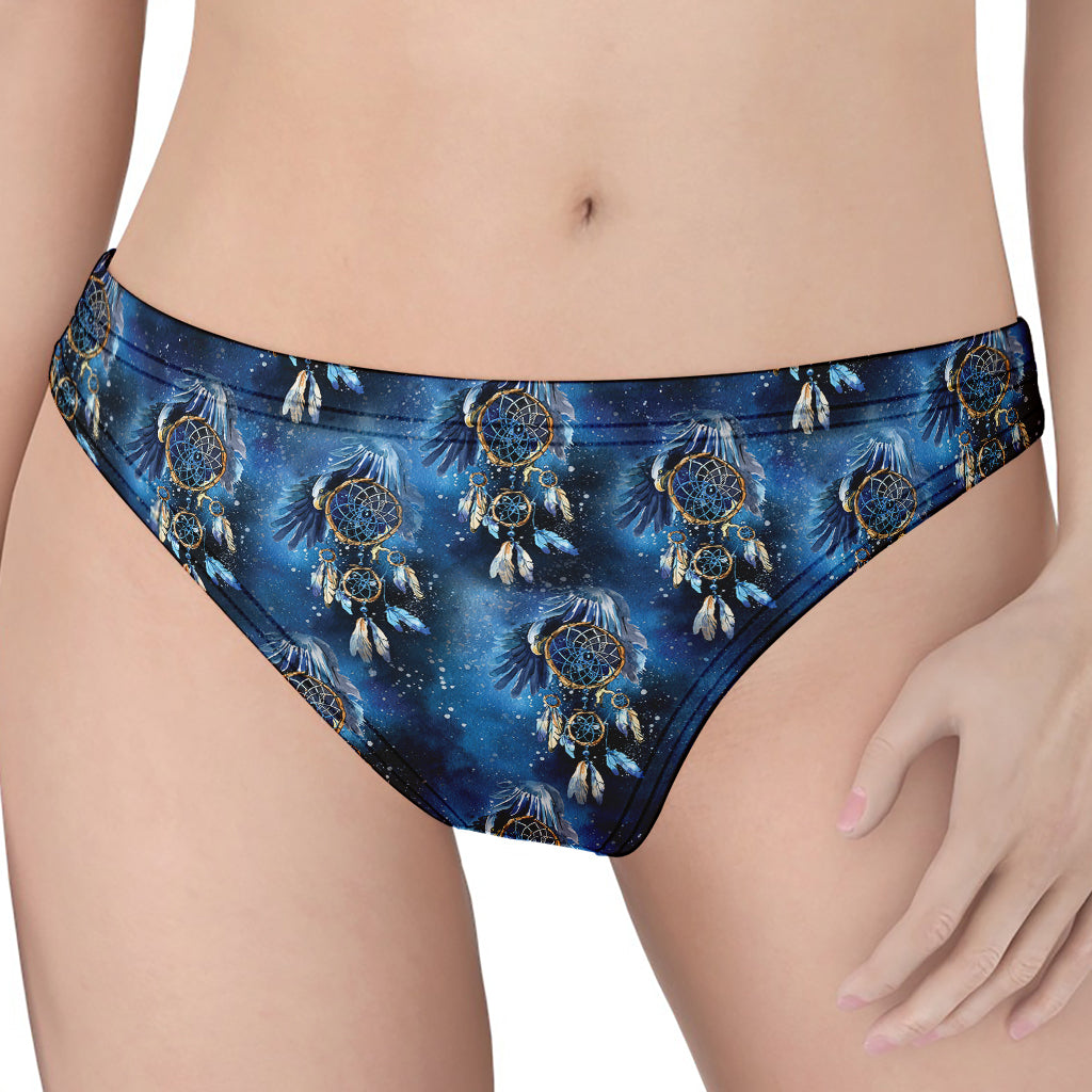 Blue Galaxy Dream Catcher Pattern Print Women's Thong