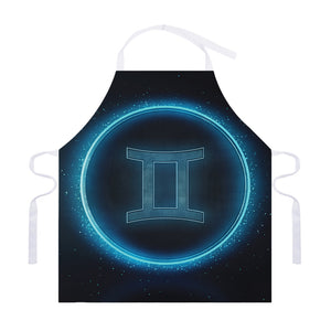 Blue Gemini Zodiac Sign Print Adjustable Apron