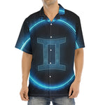 Blue Gemini Zodiac Sign Print Aloha Shirt