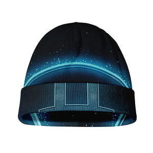 Blue Gemini Zodiac Sign Print Beanie