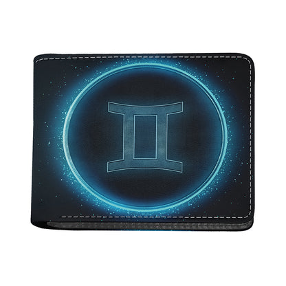 Blue Gemini Zodiac Sign Print Bifold Wallet