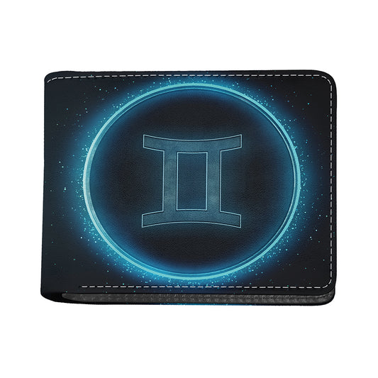Blue Gemini Zodiac Sign Print Bifold Wallet