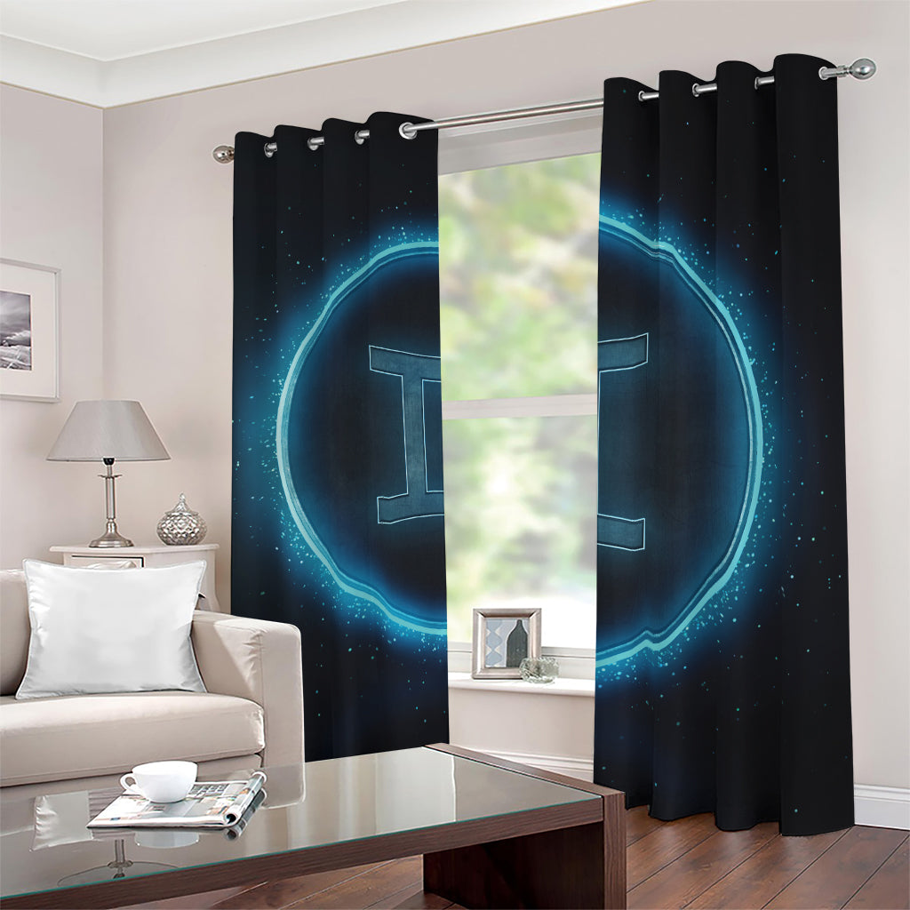 Blue Gemini Zodiac Sign Print Blackout Grommet Curtains