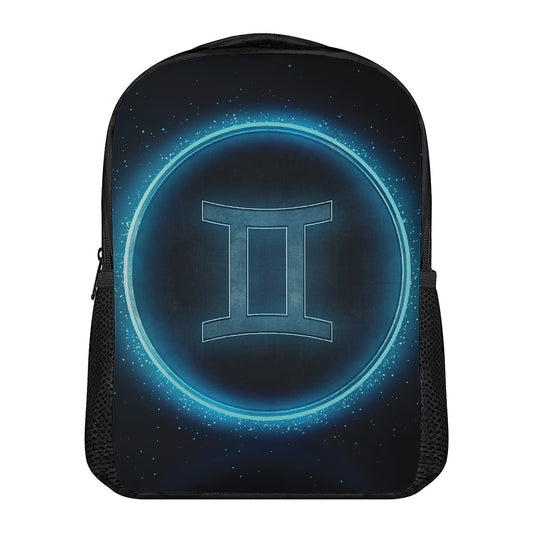 Blue Gemini Zodiac Sign Print Casual Backpack