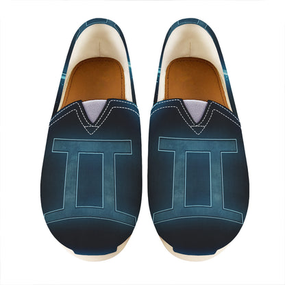 Blue Gemini Zodiac Sign Print Casual Shoes