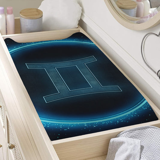 Blue Gemini Zodiac Sign Print Changing Pad Cover