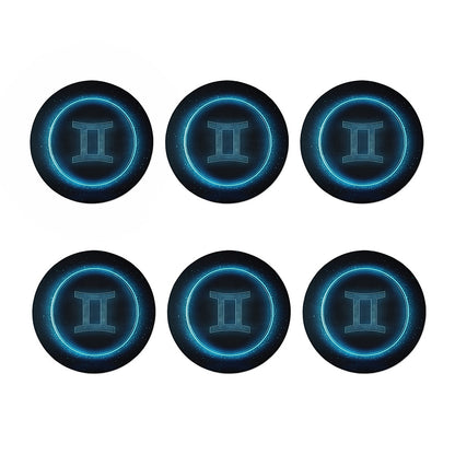 Blue Gemini Zodiac Sign Print Coaster Set