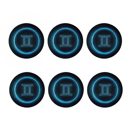 Blue Gemini Zodiac Sign Print Coaster Set