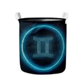 Blue Gemini Zodiac Sign Print Collapsible Laundry Basket