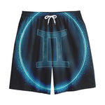 Blue Gemini Zodiac Sign Print Cotton Shorts
