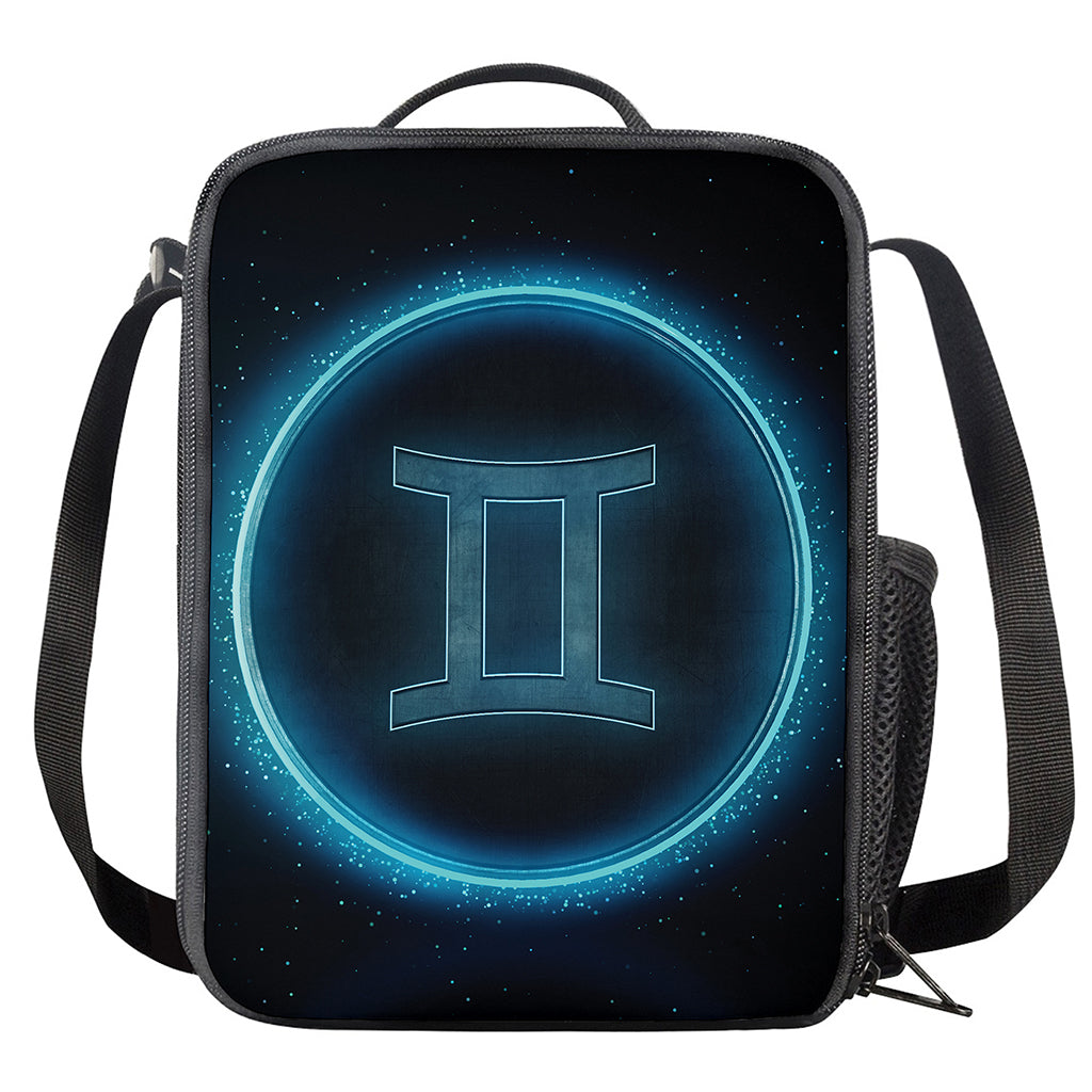 Blue Gemini Zodiac Sign Print Crossbody Lunch Bag