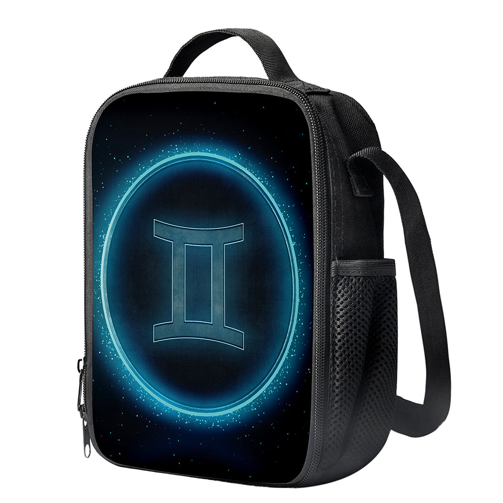 Blue Gemini Zodiac Sign Print Crossbody Lunch Bag