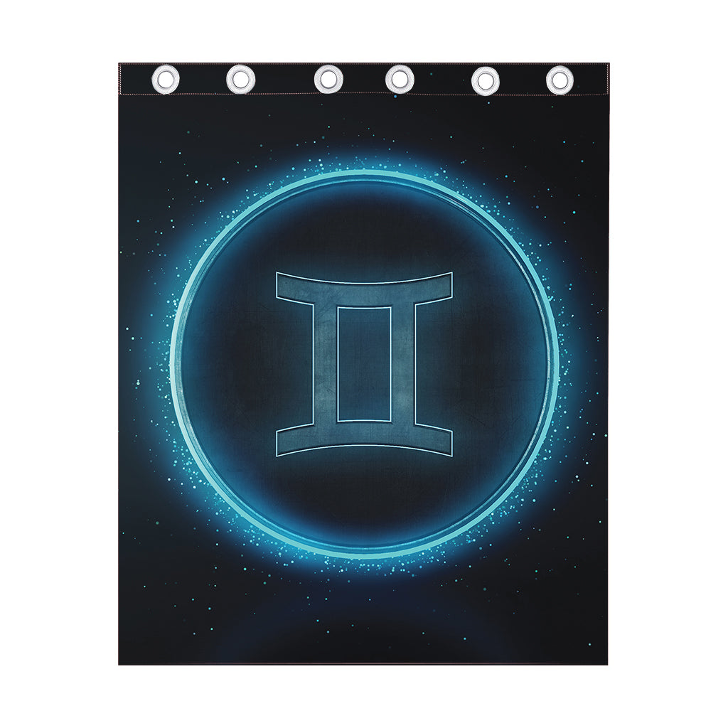 Blue Gemini Zodiac Sign Print Curtain