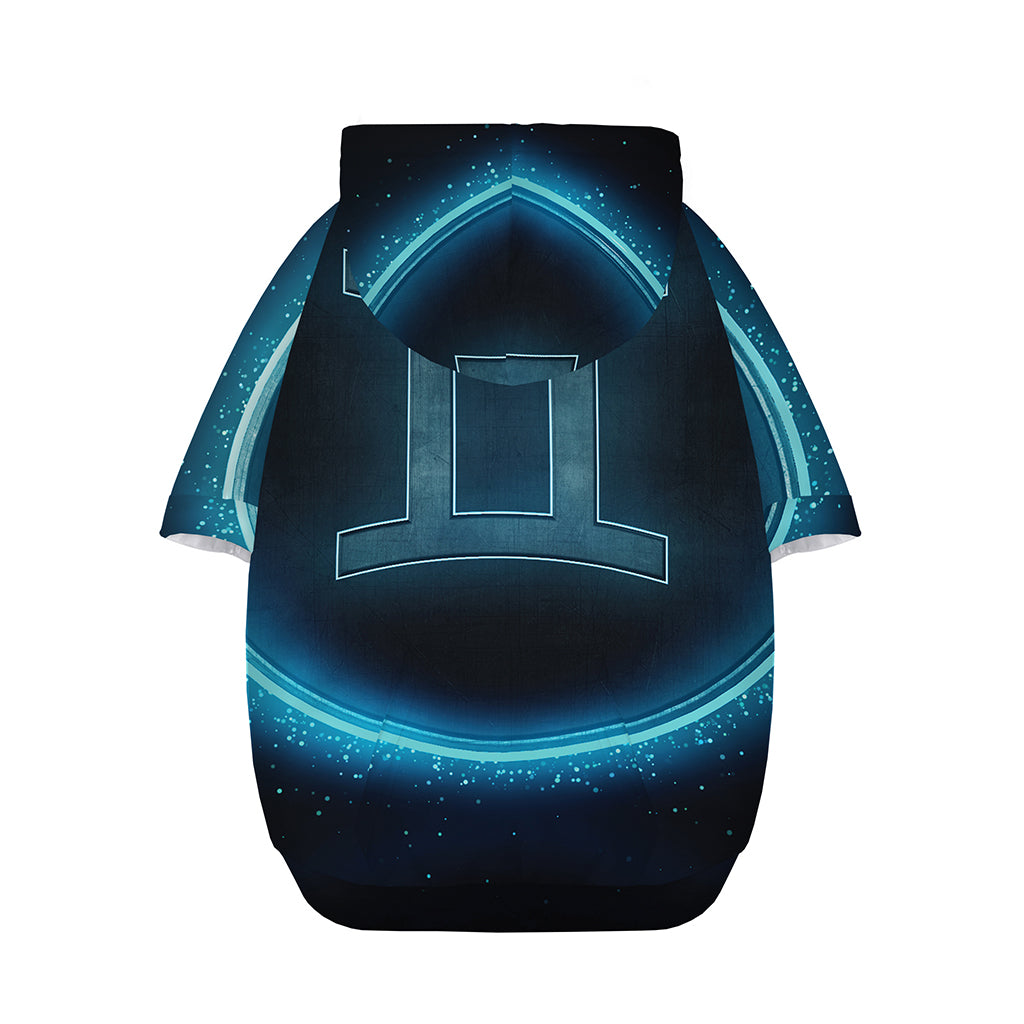 Blue Gemini Zodiac Sign Print Dog Zip Up Hoodie