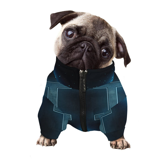 Blue Gemini Zodiac Sign Print Dog Zip Up Jacket