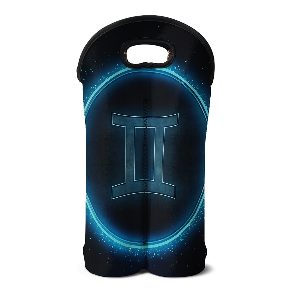 Blue Gemini Zodiac Sign Print Double Neoprene Wine Tote