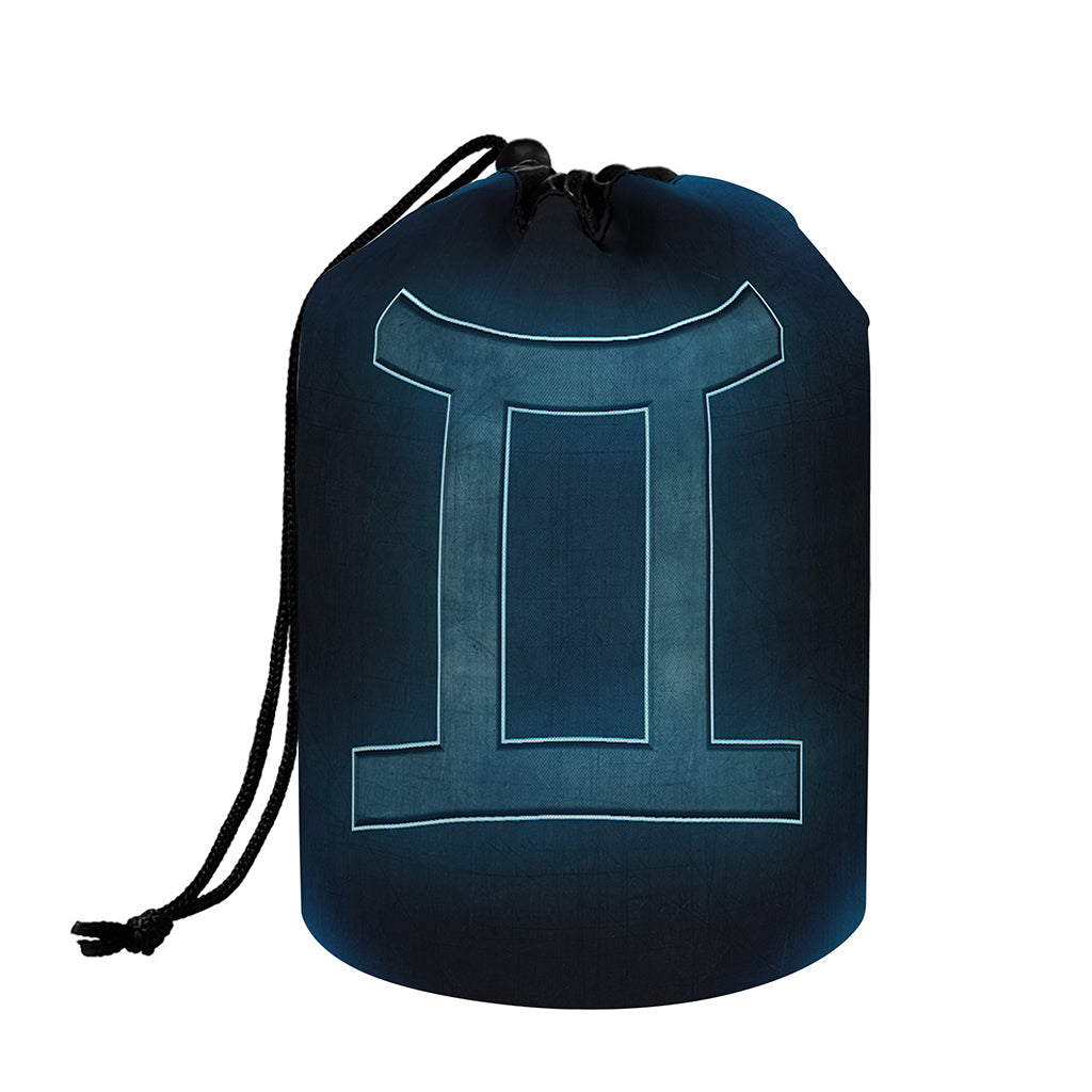 Blue Gemini Zodiac Sign Print Drawstring Makeup Bag