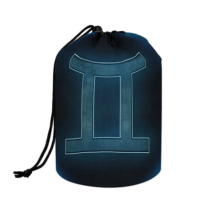 Blue Gemini Zodiac Sign Print Drawstring Makeup Bag