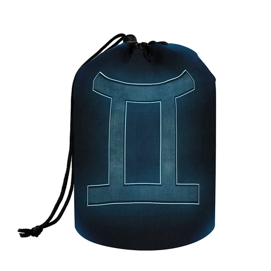 Blue Gemini Zodiac Sign Print Drawstring Makeup Bag