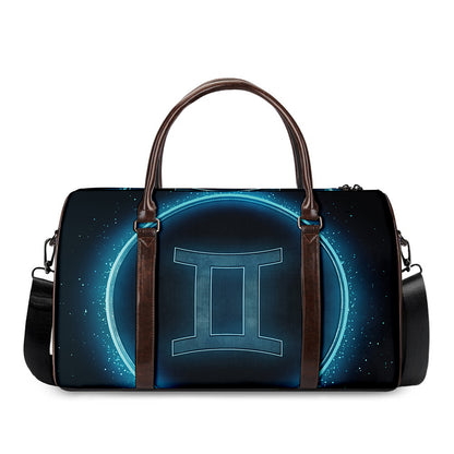 Blue Gemini Zodiac Sign Print Duffle Bag