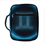 Blue Gemini Zodiac Sign Print Front Pocket Bible Bag