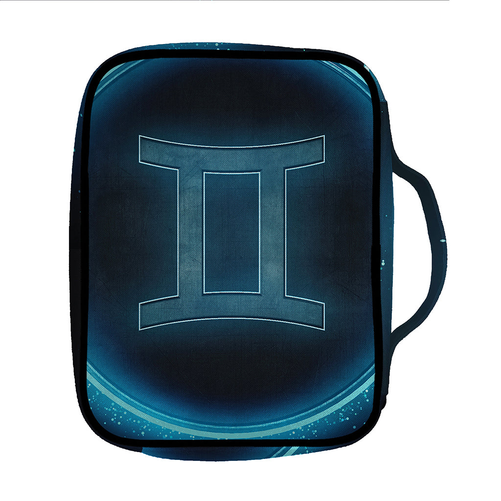 Blue Gemini Zodiac Sign Print Front Pocket Bible Bag