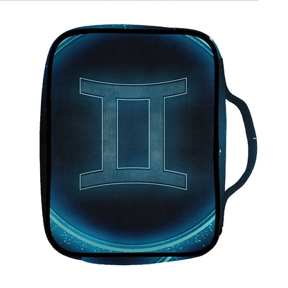 Blue Gemini Zodiac Sign Print Front Pocket Bible Bag