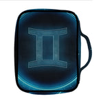 Blue Gemini Zodiac Sign Print Front Pocket Bible Bag
