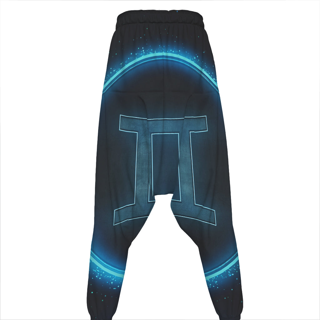 Blue Gemini Zodiac Sign Print Hammer Pants