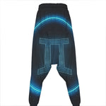 Blue Gemini Zodiac Sign Print Hammer Pants