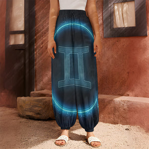 Blue Gemini Zodiac Sign Print Harem Pants