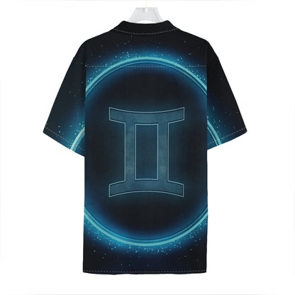 Blue Gemini Zodiac Sign Print Hawaiian Shirt