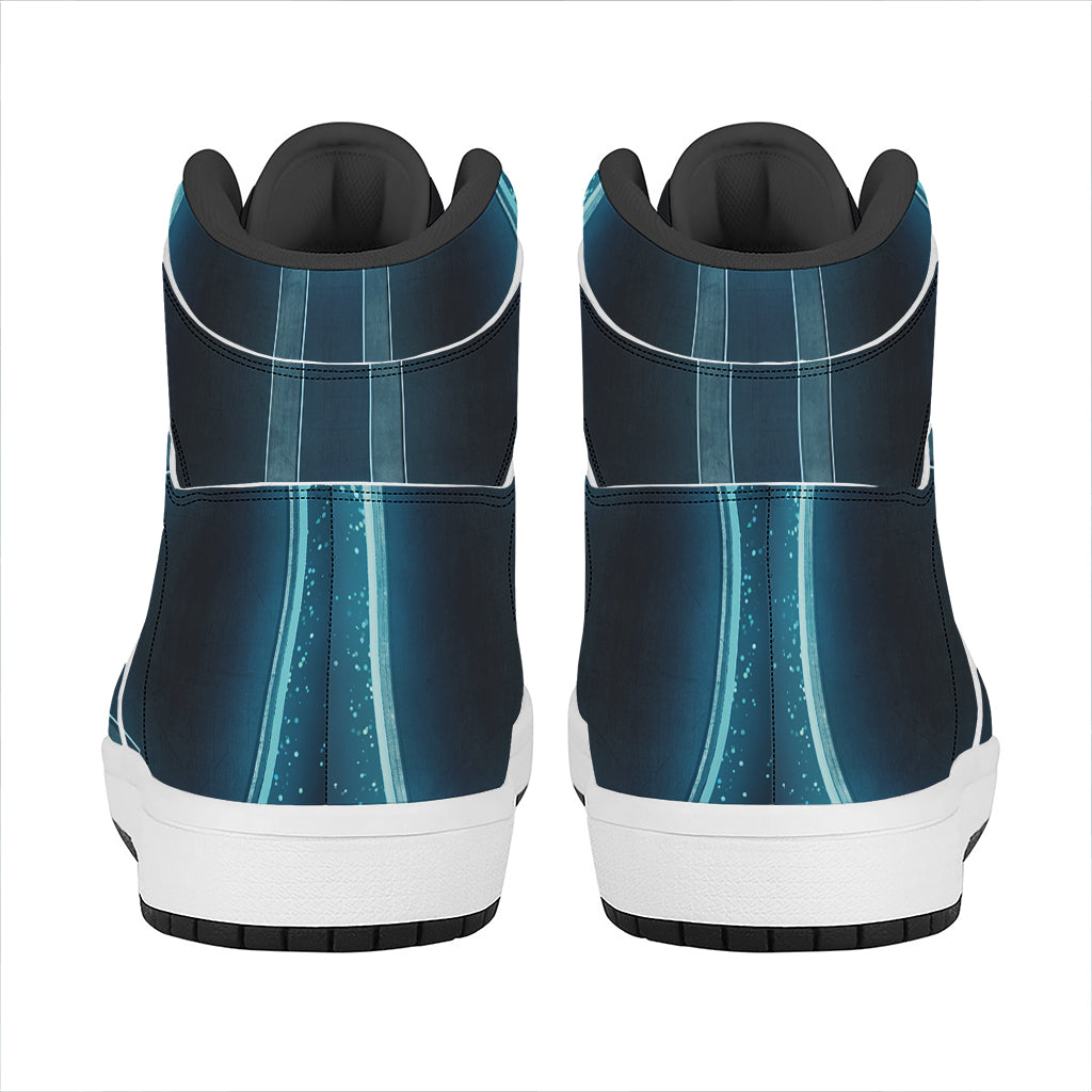 Blue Gemini Zodiac Sign Print High Top Leather Sneakers