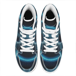 Blue Gemini Zodiac Sign Print High Top Leather Sneakers