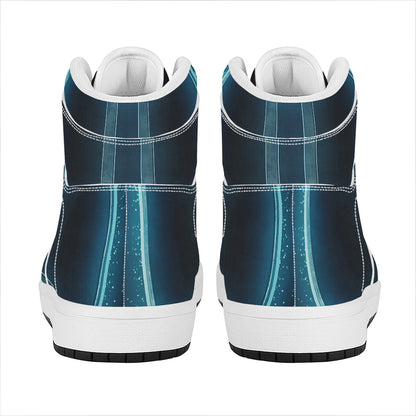 Blue Gemini Zodiac Sign Print High Top Leather Sneakers