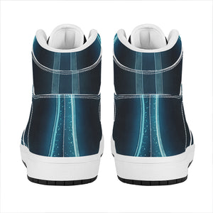 Blue Gemini Zodiac Sign Print High Top Leather Sneakers