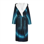 Blue Gemini Zodiac Sign Print Hooded Bathrobe