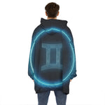 Blue Gemini Zodiac Sign Print Hoodie Blanket