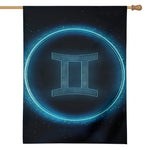 Blue Gemini Zodiac Sign Print House Flag