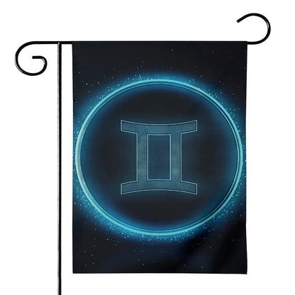 Blue Gemini Zodiac Sign Print House Flag